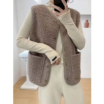 양모 베스트 조끼 양털 여성 패션 울 겨울 따뜻한 민소매 테디 자켓 코트