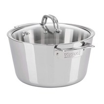 Viking Culinary Contemporary 3중 스테인리스 스틸 더치 오븐 5.2L(5.2쿼트) 유리 뚜껑 포함 식기 세척기 오븐 사용 가능 인덕션을 포함한 모든, 단일사이즈