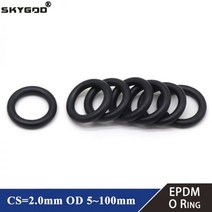 10/50 개 EPDM o 링 CS 2mm OD 5 ~ 100mm 산 및 알칼리 저항 방수 마찰 o-링 블랙, OD 100mm ID 96mm, 50Pcs, CS 2.0mm