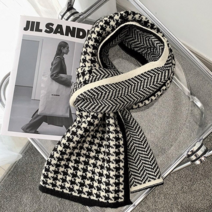 후암마켓 여성 니트 머플러 하운드투스 스카프 양면 목도리