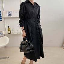 퍼니걸스 5619 루즈핏 코튼 무지 셔츠 스트랩 롱 원피스 여성의류