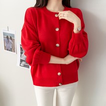 바이단미 MADE 여성용 니트 루즈핏 라운드넥 벌룬 가디건