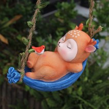 인테리어소품 미니어쳐 액세서리 공예 소품 조각상 안뜰 발코니 정원 야외 장식 토끼 그네 동물 장식품, 사슴 해먹