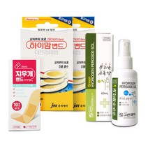 하이맘밴드더프리미엄 6매*2개+과산화수소수+밴드골드 플러스(BANDGOLD+)(벤잘코늄염화물반창고)(1회용)), 하이맘밴드 혼합형 2개+그린과산화수소수+지우개밴드