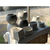 테라조 빈화분 시멘트 큰화분 비대칭 마름모, 볼테라조(대/화이트)