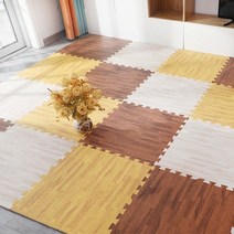 조립매트 16개 퍼즐매트 1세트 EVA 우드패턴 (31x31Cm), 옐로우