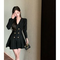 고프리 봄 하객원피스 블랙 결혼식 아나운서 44사이즈 키작녀 미니 원피스 르뚜앙