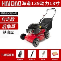 엔진 잔디깎기 동력 제초기 예초기 Haidao Honda 전원 잔디 깎는 기계 가솔린 트롤리 트리머 자주식 잔디 깎는 기계, 하이다오파워 18인치 5마력 자주철제 섀시