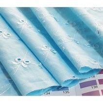 펀칭리본 아사60수 케미컬자수 스카이블루 60인치