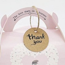 크라프트 땡큐택 감사 포장 선물 데코 꼬리표 100P B 상품텍 상표택 행택고리 종이텍 어린이집선물포장