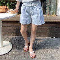 바잉몰 여성 에너지넘처 버뮤다 핀턱 데님 반바지