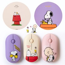 스누피 마우스패드 + 무선 무소음 마우스 세트 예쁜 캐릭터 블루투스 저소음 노트북 휴대용 아이패드 태블릿 맥북 애플 폰 소리안나는 게이밍 귀여운 사무용 디자인 컴퓨터 추천 다이소, 2. 베이지 마우스+마우스패드(1)