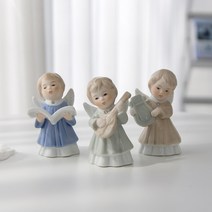악기 연주 천사 야드로 도자기 인형 피겨린 오브제 3p 1set