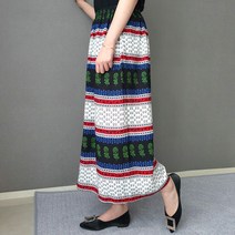 국산 가을 레트로 꽃무늬 밴딩 롱 월남 치마 플레어 엄마 등원룩 고무줄 할머니 산부인과 검사복