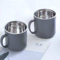 리빙스토리 스텐 머그컵 2p세트 430ml, 그레이 2p, 2개