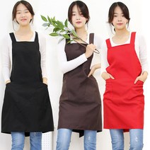 하랑이플 X자형 찍찍이앞치마(FREE BIG) 빅사이즈 바리스타 식당 주방 요양보호사 예쁜 엑스자앞치마, 레드(FREE), 1개