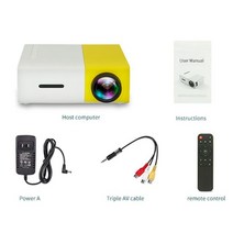 LEJIADA YG300 Pro LED 미니 프로젝터 480x272 픽셀 지원 1080P HDMI USB 오디오 휴대용 홈 미디어 비디오 플레이어, 협력사, 노란색, EU 플러그