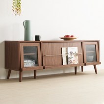 베르디안 카페라 원목 전면책장 겸용 장식장 TV거실장 1500, 월넛