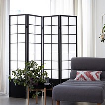 베스트리빙 튼튼하고 심플한 원목 파티션 18종 모음/칸막이/공간분리/가림막/인테리어/가벽, 05.타탄문/블랙, 4단