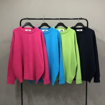 맨스토리 남여공용 오버핏 비비드 반반 하찌 니트