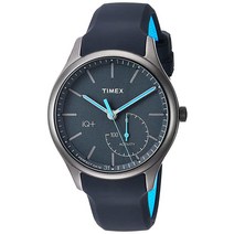 Timex 남성용 IQ+ 무브 액티비티 트래커 실리콘 스트랩 스마트 워치 그레이/블랙/블루 액센트