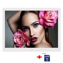 디지털 액자 벽걸이 움직이는 8인치 광고 모니터 샤이니지 메뉴판 모티너 전자 앨범 15 인치 스크린 led 백라이트 hd 1280800 사진 프레임 앨범 사진 음악 영화 전체, EU 플러그, 8GB의 흰색