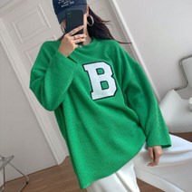 가을신상 여대생 박시한 골지니트 B로고
