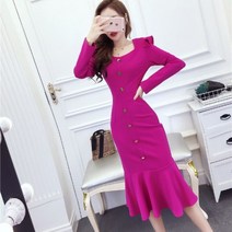 애니율 여성 봄 가을 머메이드 슬림핏 원피스 G1512