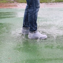 어썸바오 비올때 신발 비 오는날 운동화 방수 커버 우비 실리콘-블루 라지, 1개