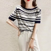 [리즈무드] 바네즈 배색 물결 펀칭 니트