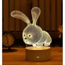 로맨틱 러브 3D 아크릴 Led 램프 홈 어린이 야간 조명 테이블 생일 파티 장식 발렌타인 데이 침대 옆, Rabbit 2, USB Warm White