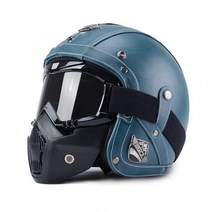 YSDL 사계절 남성 여성 복고풍 가죽 하프 할리 헬멧 배달 오토바이 스쿠터 바이크 라이딩 헬멧, J