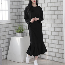 동자언니 여성용 카스피 데일리 긴팔 롱원피스