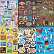 여행 캐리어 스티커 6종 리모와 노트북 캠핑 데코 여행지 랜드마크 스티커, 4.D