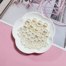 컬러 아크릴 진주 [구멍], 5mm, 화이트