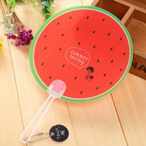 피케이몰 3P세트 시원한 원형 과일 손부채 손잡이 여름 부채, 3P, 수박