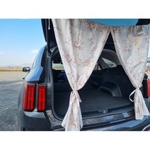 나홀로그램 국내제작 차박커튼2P세트10종SUV커튼세트체크커튼2P트렁크커튼2P+로프+고정끈+파우치70X100 2장, 브라운플라워