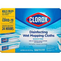 Clorox 클로락스 웨트 모핑 물걸레 청소 패드 리필 블리치 프리 레인클린 향 28장 x 2팩