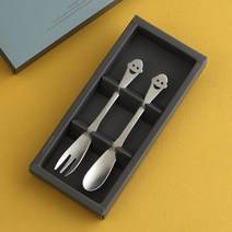 인스푼 티스푼포크 돌답례품 티스푼세트, 스마일 2P (포크1+티스푼1), 인쇄 / 포장 (보라도트)