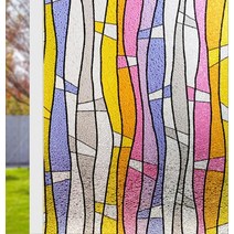 홈데코 스테인글라스 필름 스테인드 글라스 비접착 장식 사생활 창문 정적 접착 창 스티커 가정용 UV 차단 프라이버시 단열용, Black+75x500cm