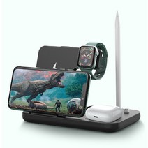 접이식 4IN1 고속 15w 무선 충전기 거치대, 화이트