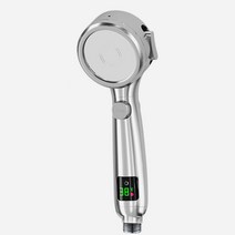 절약 4단 수압 온도 확인 샤워기 헤드 실버