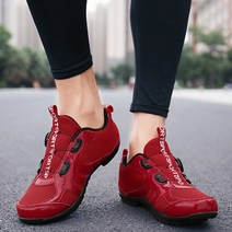 남여공용 통기성 산악 로드 자전거 평페달 신발 클릿슈즈, 275, 레드