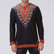 키코이 캉가 EBAIHUI Odeneho Shirts 남성용 흰색 세련된 코튼 탑스. 아프리카 의류 남성 플러스 사이즈 긴 T 셔츠, [01] S, [01] black