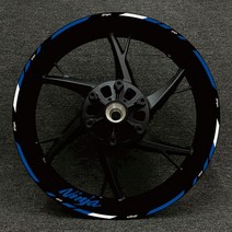 휠허브 데칼 장식 로고 닌자 125 250 300 400 650 ZX-6r 10R 14R 림 반사 스티커 가와사키 오토바이 17 인, 10 blue and white color
