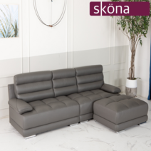 스코나 에타홈 스코나(에타홈) 토레안 이태리 통가죽 3인 소파(스툴 포함), 스카이_아쿠아 단일옵션