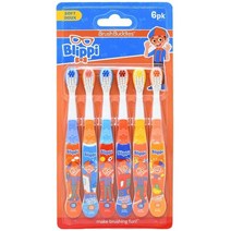 Brush Buddies Blippi 아동용 칫솔 수동 만 2-4세 유아용 블리피 어린이 부드러운 2팩, 6 Pack
