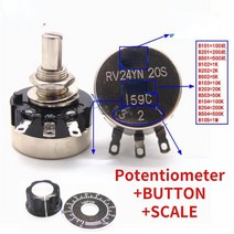 10sets(30pcs) 단일 회전 전위차계 rv24yn20s b102 b202 b502 b103 b203 b104 rv24yn 탄소 필름 로터리 테이퍼 a03 노브 다이얼, 1k옴