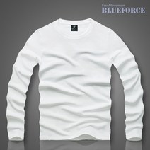 블루포스 남여공용 퍼민트 라운드 긴팔티 빅사이즈 무지 긴팔티셔츠 커플 단체복