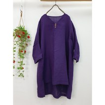 50대 60대 봄 오가닉 린넨 V넥 단추 항아리 원피스